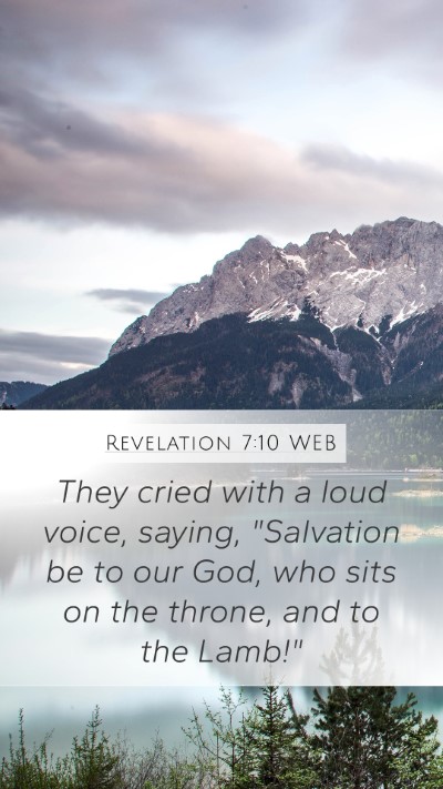 Revelation 7:10 WEB Bible Verse Image