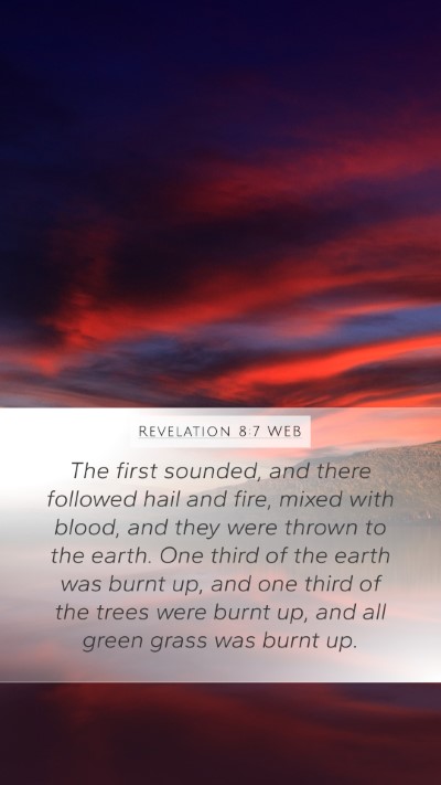 Revelation 8:7 WEB Bible Verse Image