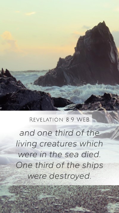 Revelation 8:9 WEB Bible Verse Image