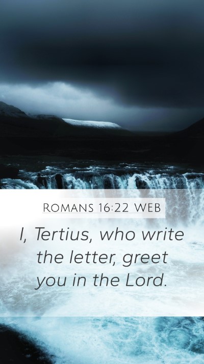 Romans 16:22 WEB Bible Verse Image