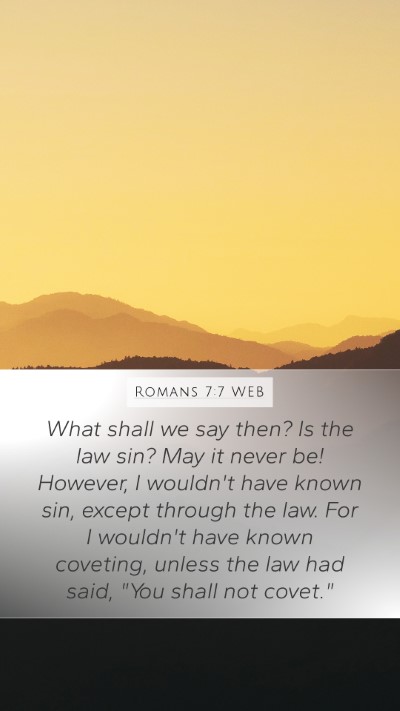 Romans 7:7 WEB Bible Verse Image