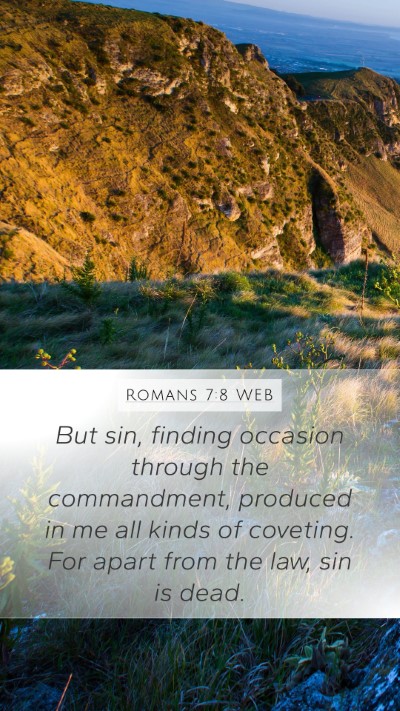 Romans 7:8 WEB Bible Verse Image