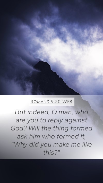 Romans 9:20 WEB Bible Verse Image