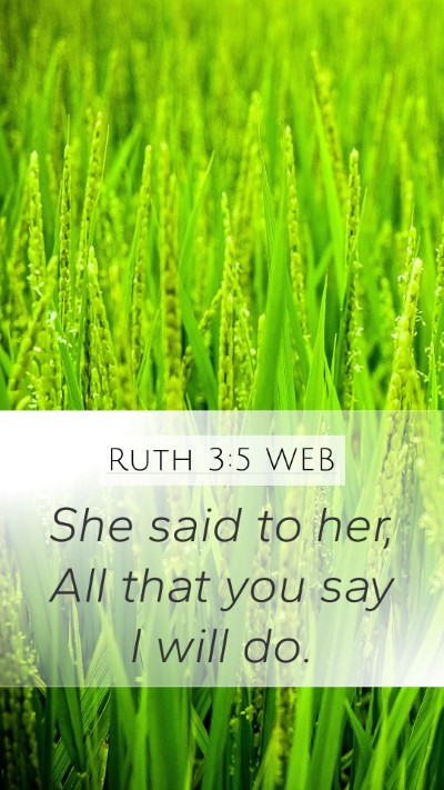 Ruth 3:5 WEB Mobile Phone Wallpaper - She said to her, All that you say I will - Mobile Bible Verse Wallpaper