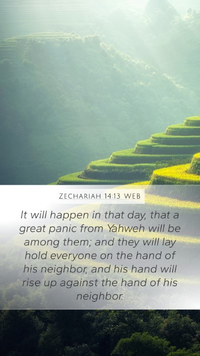 Zechariah 14:13 WEB Bible Verse Image