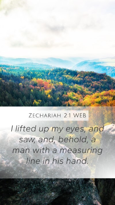 Zechariah 2:1 WEB Bible Verse Image