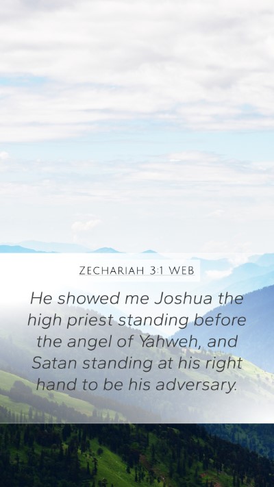 Zechariah 3:1 WEB Bible Verse Image