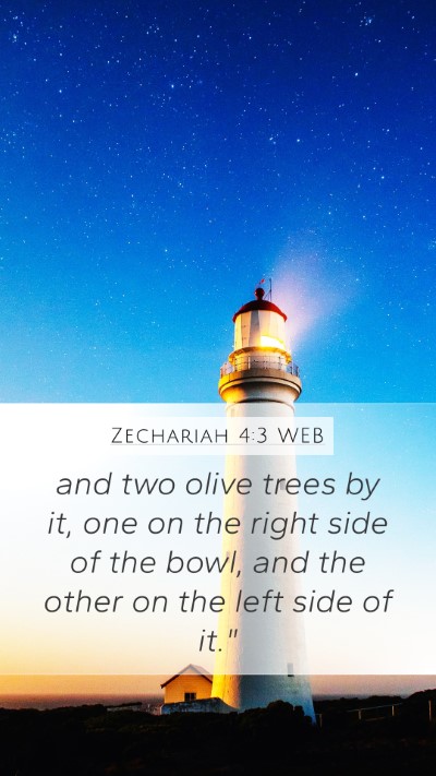 Zechariah 4:3 WEB Mobile Phone Wallpaper - and two olive trees by it, one on the right side - Mobile Bible Verse Wallpaper