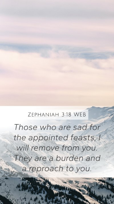 Zephaniah 3:18 WEB Mobile Phone Wallpaper - Those who are sad for the appointed feasts, I - Mobile Bible Verse Wallpaper