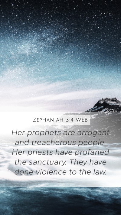 Zephaniah 3:4 WEB Bible Verse Image