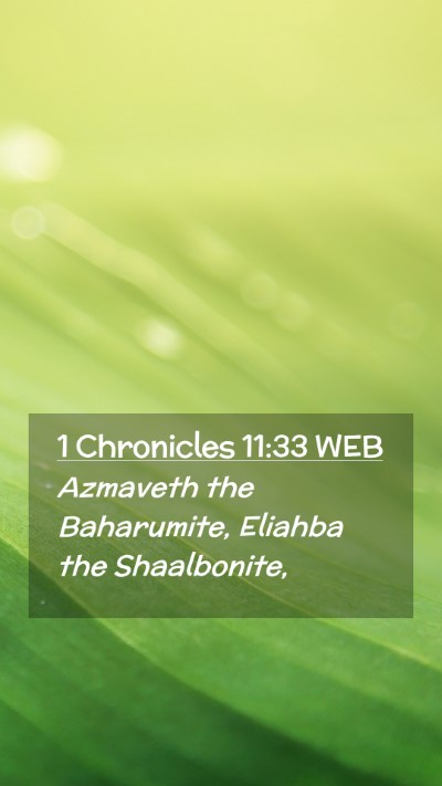 Picture 02 - 1 Chronicles 11:33 WEB Mobile Phone Wallpaper - Azmaveth the Baharumite, Eliahba the - Mobile Bible Verse Wallpaper