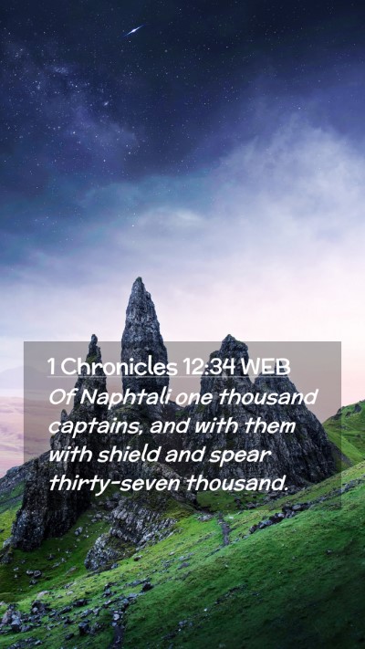 Picture 02 - 1 Chronicles 12:34 WEB Mobile Phone Wallpaper - Of Naphtali one thousand captains, and with them - Mobile Bible Verse Wallpaper