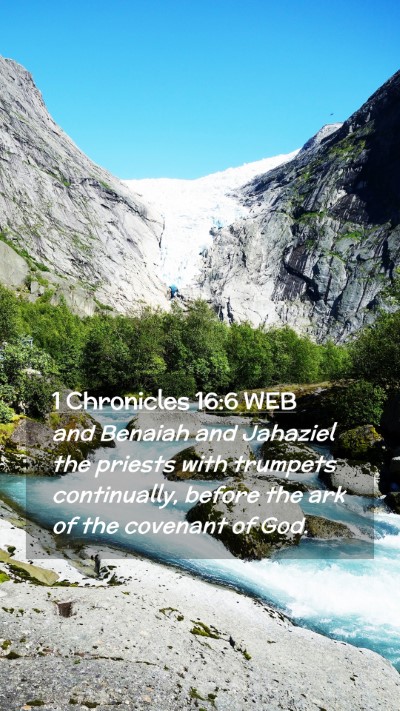 Picture 02 - 1 Chronicles 16:6 WEB Mobile Phone Wallpaper - and Benaiah and Jahaziel the priests with - Mobile Bible Verse Wallpaper