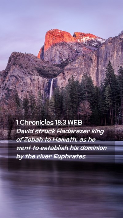 Picture 02 - 1 Chronicles 18:3 WEB Mobile Phone Wallpaper - David struck Hadarezer king of Zobah to Hamath, - Mobile Bible Verse Wallpaper