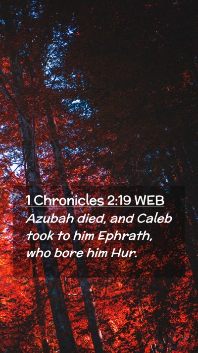 Picture 02 - 1 Chronicles 2:19 WEB Mobile Phone Wallpaper - Azubah died, and Caleb took to him Ephrath, who - Mobile Bible Verse Wallpaper