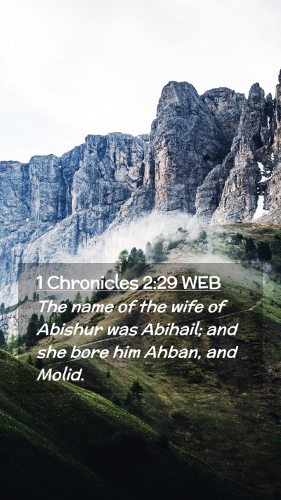 Picture 02 - 1 Chronicles 2:29 WEB Mobile Phone Wallpaper - The name of the wife of Abishur was Abihail; and - Mobile Bible Verse Wallpaper