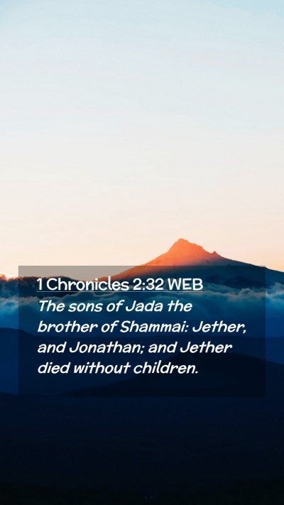 Picture 02 - 1 Chronicles 2:32 WEB Mobile Phone Wallpaper - The sons of Jada the brother of Shammai: Jether, - Mobile Bible Verse Wallpaper
