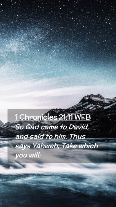 Picture 02 - 1 Chronicles 21:11 WEB Mobile Phone Wallpaper - So Gad came to David, and said to him, Thus says - Mobile Bible Verse Wallpaper