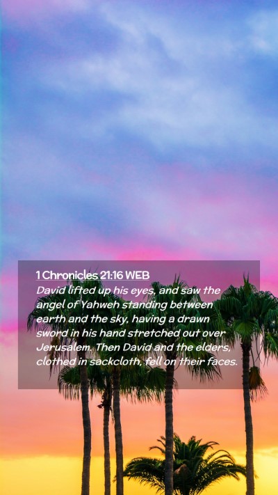 Picture 02 - 1 Chronicles 21:16 WEB Mobile Phone Wallpaper - David lifted up his eyes, and saw the angel of - Mobile Bible Verse Wallpaper