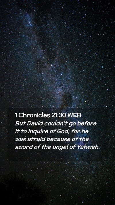 Picture 02 - 1 Chronicles 21:30 WEB Mobile Phone Wallpaper - But David couldn't go before it to inquire of - Mobile Bible Verse Wallpaper