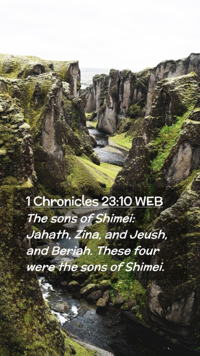 Picture 02 - 1 Chronicles 23:10 WEB Mobile Phone Wallpaper - The sons of Shimei: Jahath, Zina, and Jeush, and - Mobile Bible Verse Wallpaper