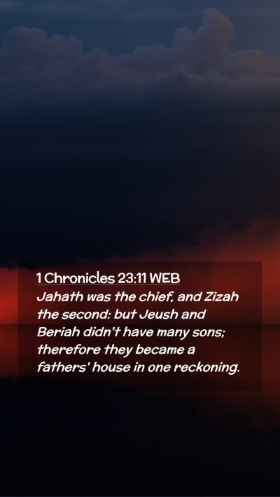 Picture 02 - 1 Chronicles 23:11 WEB Mobile Phone Wallpaper - Jahath was the chief, and Zizah the second: but - Mobile Bible Verse Wallpaper