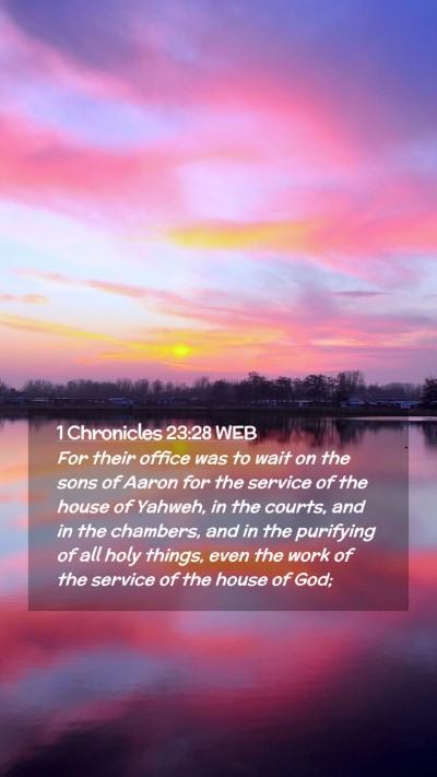 Picture 02 - 1 Chronicles 23:28 WEB Mobile Phone Wallpaper - For their office was to wait on the sons of Aaron - Mobile Bible Verse Wallpaper