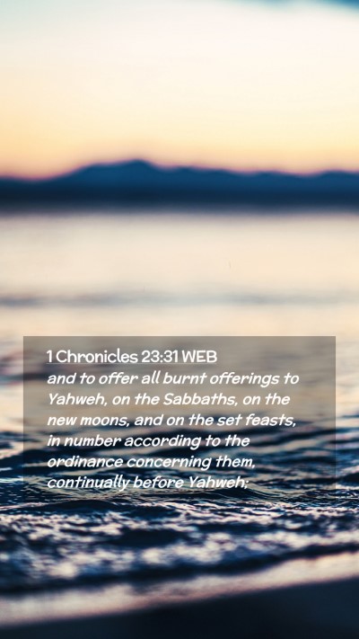 Picture 02 - 1 Chronicles 23:31 WEB Mobile Phone Wallpaper - and to offer all burnt offerings to Yahweh, on - Mobile Bible Verse Wallpaper