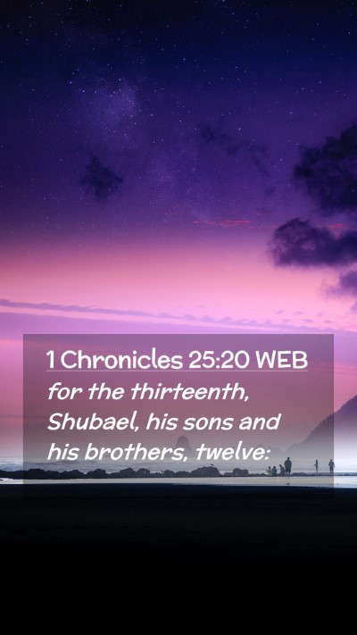 Picture 02 - 1 Chronicles 25:20 WEB Mobile Phone Wallpaper - for the thirteenth, Shubael, his sons and his - Mobile Bible Verse Wallpaper