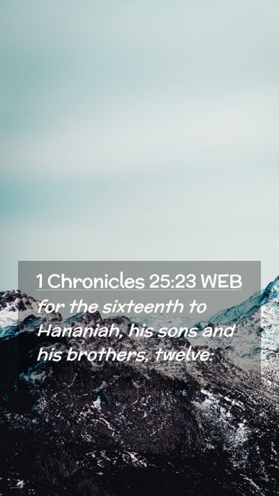 Picture 02 - 1 Chronicles 25:23 WEB Mobile Phone Wallpaper - for the sixteenth to Hananiah, his sons and his - Mobile Bible Verse Wallpaper