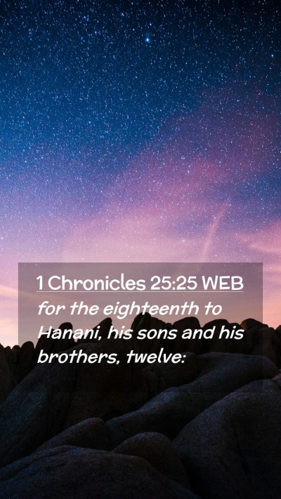 Picture 02 - 1 Chronicles 25:25 WEB Mobile Phone Wallpaper - for the eighteenth to Hanani, his sons and his - Mobile Bible Verse Wallpaper