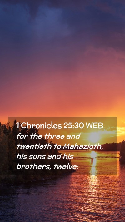 Picture 02 - 1 Chronicles 25:30 WEB Mobile Phone Wallpaper - for the three and twentieth to Mahazioth, his - Mobile Bible Verse Wallpaper