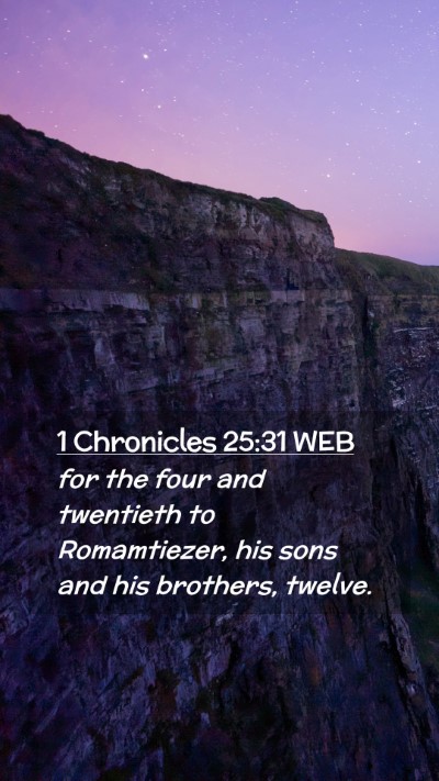 Picture 02 - 1 Chronicles 25:31 WEB Mobile Phone Wallpaper - for the four and twentieth to Romamtiezer, his - Mobile Bible Verse Wallpaper