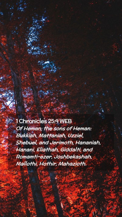 Picture 02 - 1 Chronicles 25:4 WEB Mobile Phone Wallpaper - Of Heman; the sons of Heman: Bukkiah, Mattaniah, - Mobile Bible Verse Wallpaper