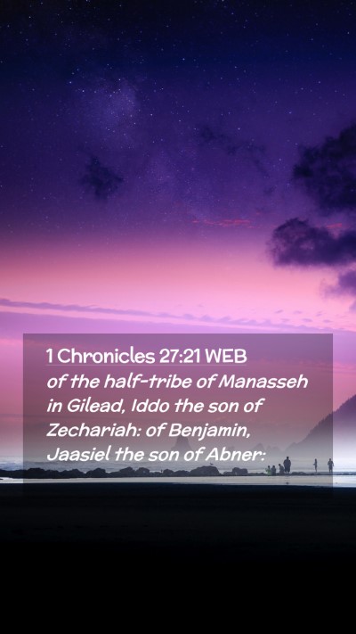 Picture 02 - 1 Chronicles 27:21 WEB Mobile Phone Wallpaper - of the half-tribe of Manasseh in Gilead, Iddo the - Mobile Bible Verse Wallpaper