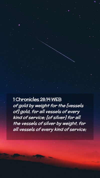 Picture 02 - 1 Chronicles 28:14 WEB Mobile Phone Wallpaper - of gold by weight for the [vessels of] gold, for - Mobile Bible Verse Wallpaper