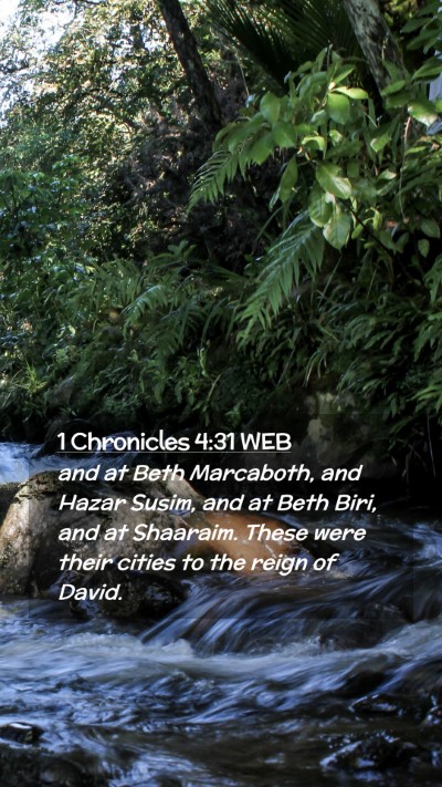 Picture 02 - 1 Chronicles 4:31 WEB Mobile Phone Wallpaper - and at Beth Marcaboth, and Hazar Susim, and at - Mobile Bible Verse Wallpaper
