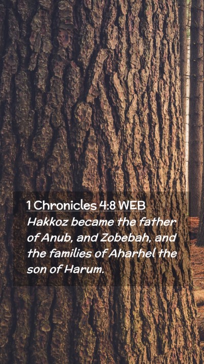 Picture 02 - 1 Chronicles 4:8 WEB Mobile Phone Wallpaper - Hakkoz became the father of Anub, and Zobebah, - Mobile Bible Verse Wallpaper