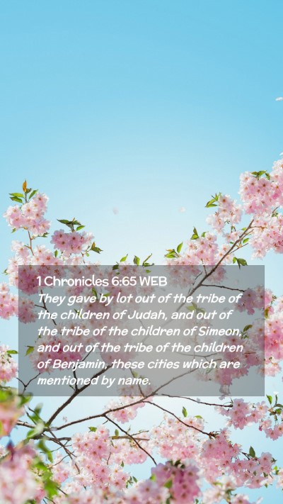 Picture 02 - 1 Chronicles 6:65 WEB Mobile Phone Wallpaper - They gave by lot out of the tribe of the children - Mobile Bible Verse Wallpaper