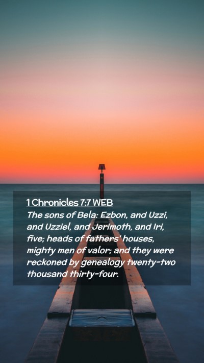 Picture 02 - 1 Chronicles 7:7 WEB Mobile Phone Wallpaper - The sons of Bela: Ezbon, and Uzzi, and Uzziel, - Mobile Bible Verse Wallpaper