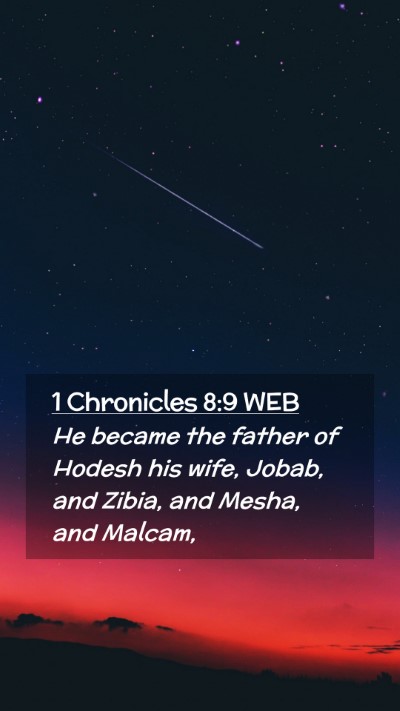 Picture 02 - 1 Chronicles 8:9 WEB Mobile Phone Wallpaper - He became the father of Hodesh his wife, Jobab, - Mobile Bible Verse Wallpaper