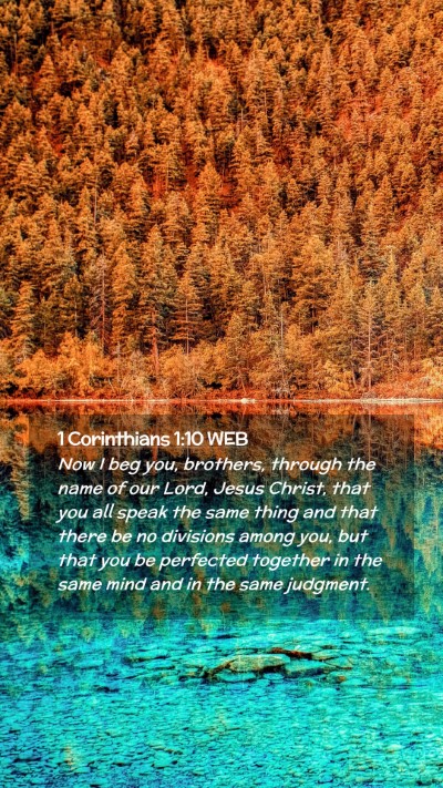 Picture 02 - 1 Corinthians 1:10 WEB Mobile Phone Wallpaper - Now I beg you, brothers, through the name of our - Mobile Bible Verse Wallpaper