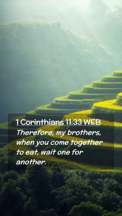 Picture 02 - 1 Corinthians 11:33 WEB Mobile Phone Wallpaper - Therefore, my brothers, when you come together to - Mobile Bible Verse Wallpaper
