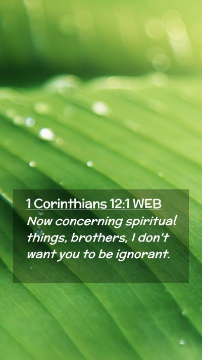 Picture 02 - 1 Corinthians 12:1 WEB Mobile Phone Wallpaper - Now concerning spiritual things, brothers, I - Mobile Bible Verse Wallpaper