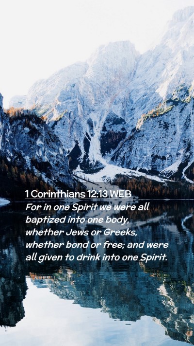 Picture 02 - 1 Corinthians 12:13 WEB Mobile Phone Wallpaper - For in one Spirit we were all baptized into one - Mobile Bible Verse Wallpaper
