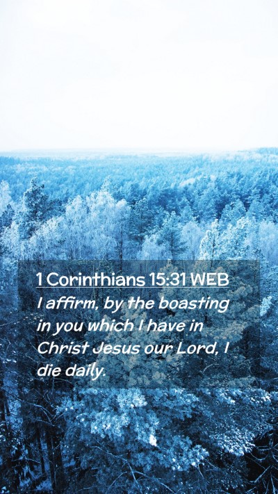 Picture 02 - 1 Corinthians 15:31 WEB Mobile Phone Wallpaper - I affirm, by the boasting in you which I have in - Mobile Bible Verse Wallpaper
