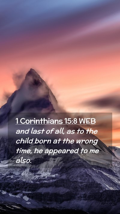 Picture 02 - 1 Corinthians 15:8 WEB Mobile Phone Wallpaper - and last of all, as to the child born at the - Mobile Bible Verse Wallpaper