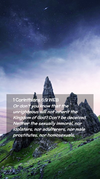 Picture 02 - 1 Corinthians 6:9 WEB Mobile Phone Wallpaper - Or don't you know that the unrighteous will not - Mobile Bible Verse Wallpaper