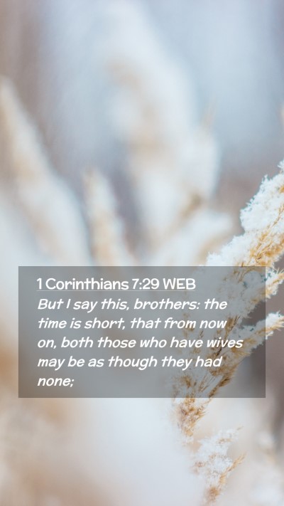 Picture 02 - 1 Corinthians 7:29 WEB Mobile Phone Wallpaper - But I say this, brothers: the time is short, that - Mobile Bible Verse Wallpaper
