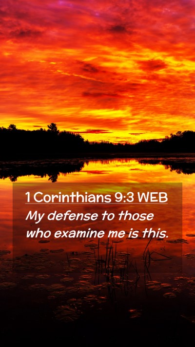 Picture 02 - 1 Corinthians 9:3 WEB Mobile Phone Wallpaper - My defense to those who examine me is - Mobile Bible Verse Wallpaper